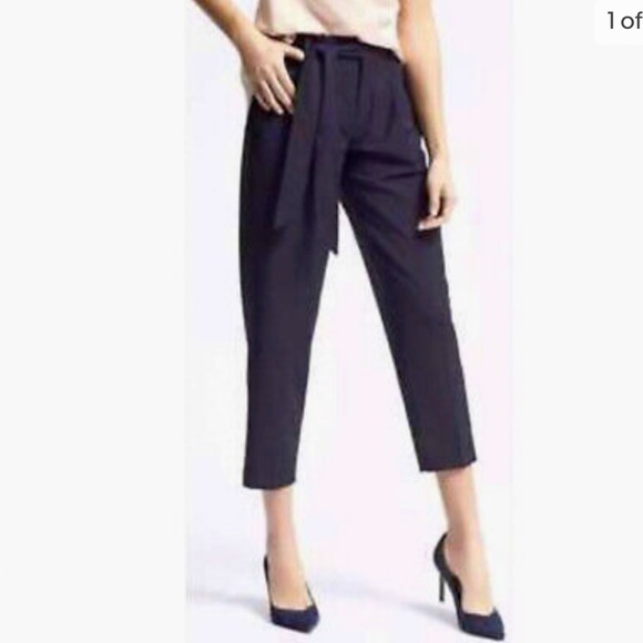 Banana Republic Navy Blue Avery Tie Stripe Pant Trousers (size 8) - Picture 2 of 16